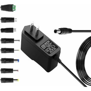 5V 1A Power Supply Adapter 5 Volt 1A 5W Power Adapter AC 100-240V to DC 5V Adapter with 8 DC Tips Wall Charger for Android Tablets Webcam Routers Toys Recorder Speaker & More DC 5V Devices