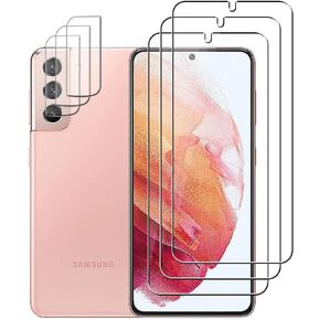 (3+3) For Samsung Galaxy S21 5G 3 Pack Tempered Glass Screen Protector and 3 Pack Camera Lens Protector, 9H Hardness, 2.5D, Anti Scratch, HD Clear