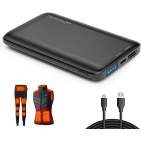 Heated Vest Battery Pack, Ultra Compact and Thin 5V 2A USB Power Bank, 10,000 mAH Portable Charger, Rechargeable Battery for Men Women Heated Jacket, Pants, Clothing, iPhone, Samsung Etc.