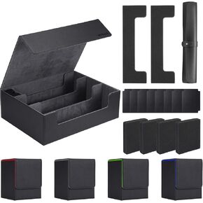 Deck Cases Bundle Hold Up to 5000 Trading Cards, Storage Boxes Set Included 4-Row Case, 4 Small Deck Cases, Game Mat and Foam Divders, Compatible with MTG, Commander, PTCG, Magic Cards