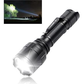 NT21 1200 Lumens Small Bright Rechargeable Flashlight with Power Display, IP67 Waterproof, 5 Light Modes, 984ft Long Throw EDC Pocket-Size Torch for Camping Searching Emergency