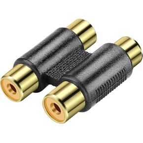 2 RCA Female Jack to Female Jack Adapter Coupler Gold Plated RCA Connector Extender Dual RCA A/V Cable Jointer Converter for Speaker, Amplifier, RCA Cable, Gold