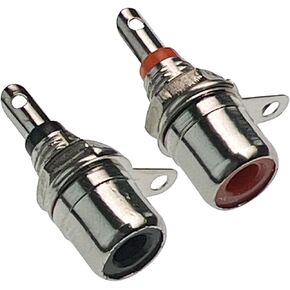 CESS RCA Socket Connector Chassis/Panel Mount, Red and Black, 5 Pairs, Solder Type, Nickel-Plated, with Nuts for Mounting