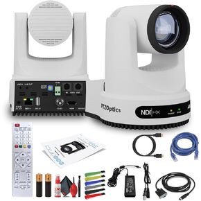 PTZOptics Move 4K SDI/HDMI/USB/IP PTZ Camera with 20x Optical Zoom (White) (PT20X-4K-WH-G3) + Lens Cleaning Kit + HDMI Cable + Ethernet Cable + Color Wire Ties