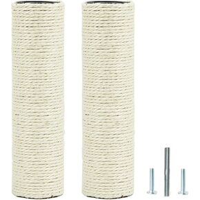 2Pcs M10 Cat Tree Replacement Post - 10mm Bolt Sisal Cat Scratching Post Replacement Pole DIY M10 Bolt Sturdy PVC Tubes Screws Included (3.35 * 15.75")