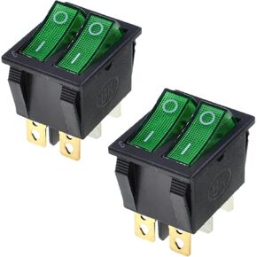 2pcs KCD4 Red Light 6P Terminals ON/Off Double SPST 2 Way Snap in Boat Rocker Switch - AC 250V 16A