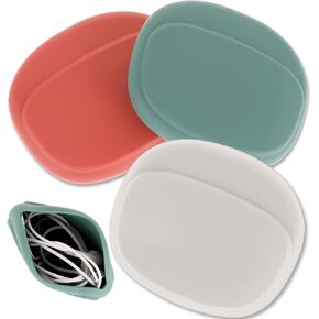 Silicone Headphone Organizer Data Cable Storage Case Mini Key Box Portable Wired Headphone Pouch Soft Sleek Silicone Earbuds Cases for Office Home School Workplace Kitchen USB Flash Cell Drive Makeups