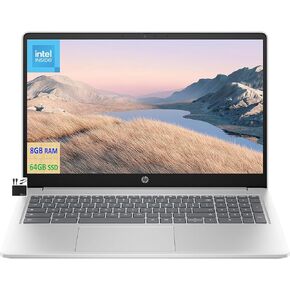 HP 2023 Newest Chromebook Laptop Student Business, 15.6" HD Display, Quad-Core Intel N200 Processor(Upto 3.7GHz), UHD Graphics, 8GB RAM, 64GB eMMC,HD Webcam,WiFi, Long Battery,Chrome OS+MarxsolCables