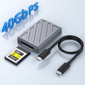 40Gbps CFexpress Type B Single-Slot Memory Card Reader, USB 4.0 CFexpress Card Reader, Portable Aluminum Memory Card Adapter for Professional Filmmakers, Photographers, Content Creators