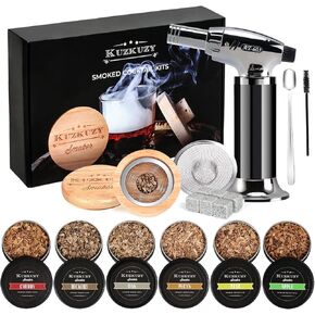 Cocktail Smoker Kit with Torch – 4 Flavors Wood Chips – Bourbon, Whiskey Smoker Infuser Kit, Old Fashioned Drink Smoker Kit, Birthday Bourbon Whiskey Gifts for Men, Dad, Husband (Without Butane)