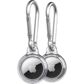 Tech21 Evo Clear AirTags case with Carabiner. Compatible with Apple AirTag Pack of 2