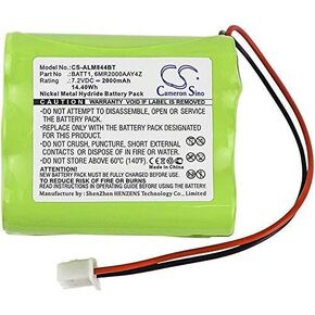 Replacement Battery For 2GIG 228844, Fits 2GIG Go Control panels, Ni-MH 7.20V 2000mAh / 14.40Wh