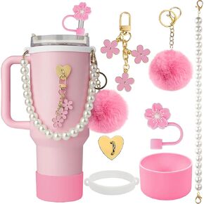 for Stanley Cup Accessories Set, Stanley Accessories 40 oz, Accesorios Stanley with Food-Grade Stanley Straw Cover, Stanley Tumbler Accessories Beautify Your Cup, Unique Gifts for Women, White