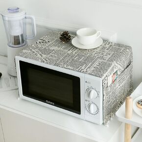 Linen Microwave Oven Dust Cover with Side Storage Bag Microwave Oven Cover Dust and Oil Proof Cloth Decoration Kitchen Utensil Cover 11.8"x35.4" - Newspaper