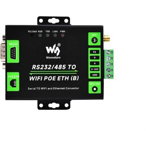 Waveshare Industrial Grade Serial Server RS232/485 to WiFi and Ethernet, Modbus Gateway, MQTT Gateway, Metal Case, Wail-Mount and Rail-Mount Support with POE Function