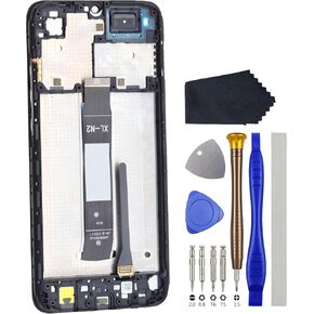Full LCD Digitizer Touch Screen Assembly Replacement with Screen Frame for Xiaomi Redmi A1 A1+ A1 Plus Black Including Tool Kit
