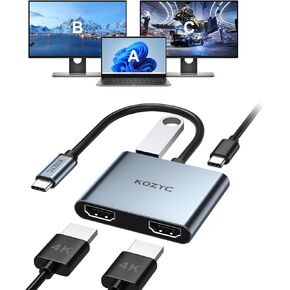 USB C to Dual HDMI Adapter 4K@60hz, Type C to HDMI Splitter Extended Display for MacBook/MacBook Pro Air Dell XPS13/15, Samsung Galaxy S9 [MST Mode (Extended displays) Only for Win OS], Dark Purple in Kuwait