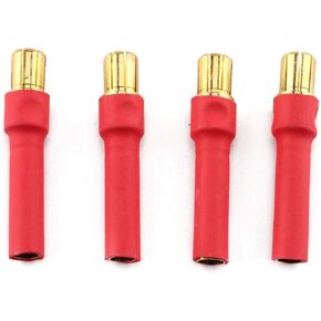 E-outstanding 4-Pack 4.0mm Female to 6.0mm Male Gold Plated Banana Bullet Connectors Plugs Conversion Adapter with Red Housing