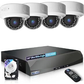 【2-Way Audio & 130° Wide-Angle】 Outdoor/Indoor Wired Dome POE IP Security Camera System, NVR Video Surveillance Cameras Systems for Home, Commercial, Business