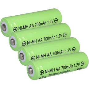 4 Pack Rechargeable AA 700mAh Solar Batteries NiMh 1.2v Pre-Charged Double A Battery for Outdoor Solar Garden Lawn Lamps,Hummingbird Lights (4)