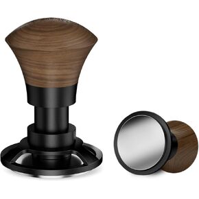 MHW-3BOMBER 58.35mm Espresso Tamper, 30lbs Coffee Tamper with Sound Feedback for Barista, Walnut Constant Level Espresso Hand Tamper with 3 Spring Loaded Fits 58mm Portafilter, Flat Base, T5163F-OS