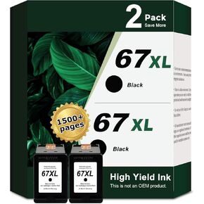 Ankink Remanufactured Ink Cartridge Replacement for HP 67XL 67 Ink XL HP67 (Black, 2-Pack) Work with 2700 4100 6000 6055 6055e 6400e 6455e 6458e 2742e 2752e 2755e 6455 6458