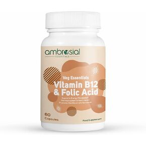 AMBROSIAL Vitamin B12 1000 mcg + 500 mcg Folic Acid Pack of 1-120 Capsules