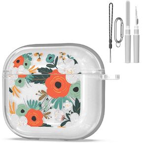 for Apple AirPods 4 Case (2024) with Cleaner Kit, Compatible with AirPods 4th Gen Case, TPU Cute Dinosaurs Skin Protective Case for Girly and Women with Keychain/Lanyard