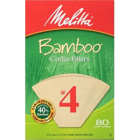 Melitta #4 Cone Coffee Filters, Bamboo, 80 Count