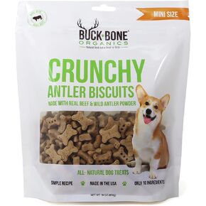 Buck Bone Organics Dog Biscuits, Made with Real Antler and Organics Ingredients (Mini's 16 OZ)