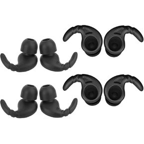 JNSA Replacement Anti Slip Ear Tip Sports Earbud Stabilizers Ear Hooks Fins Wing Noise Isolation Ear Tips Compatible with 3.8mm - 6mm Earbuds Nozzle Diameter in-Ear Earphones ，4 Pairs Set Black