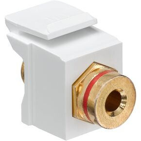 Leviton 40837-BWR QuickPort Banana Jack Adapter, Gold-Plated with Red Stripe, White