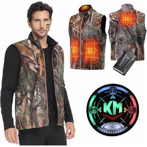 KEMIMOTO Hunting Heated Vest with 20000mAh Battery Pack, Men's Camo Lightweight Heated Vest Winter Fishing Hunting （S-2XL）