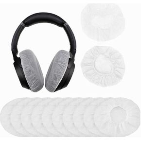 100pcs White Disposable Headphone Covers, Non-Woven Earpad Cover for Most On Ear Headphones 3.15" (8cm)