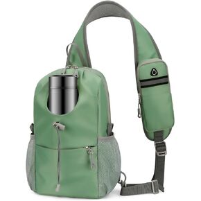 Sling Bag for Men Chest Bag with Bottle Pocket Crossbody Backpack Small Shoulder Bag for Casual Travel Hiking (Gray)