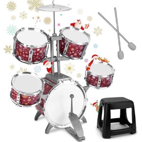 Kids Drum Set for Toddlers 1-3 Musical Jazz Drum with Stool Toys for 2-5 4-6 5-7 Boys Girls Birthday, Blue