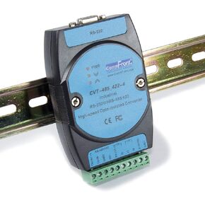 COMMFRONT Industrial Isolated RS232 to RS485 / RS422 High-Speed Converter, 2500V Optical Isolation, 600W Surge and 15kV ESD Static Protection, DIN-Rail/Wall/Panel Mount