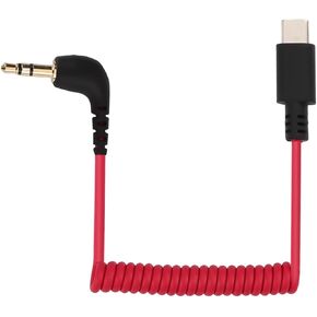USB C to 3.5mm TRS Microphone Adapter Mic Cable, for Rode Wireless GO 2 / ME/Pro Hollyland Lark M1 / M2 / MAX / 150 / M1 / MAX Duo Audio Output Cable DAC Coiled Cable for Android iPhone 15