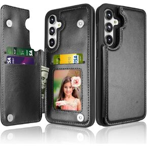 Njjex for Samsung Galaxy S23 FE 5G Wallet Case w/Card Holder, PU Leather Credit Card Slots Slim Protective Folio Flip Case TPU Frame Bumper Magnetic Closure Cover for Samsung S23 FE 5G [Marble Pink]