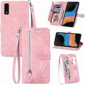 for Lively Smart Zipper Wallet Case,Jitterbug Smart 3 Case,Premium Magnetic Closure Stand Function Folio PU Leather Flip Cover Inner Soft TPU Case for Jitterbug Smart 3 -Purple