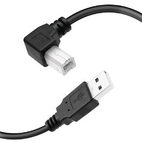 YACSEJAO USB Printer Cable 90 Degree USB 2.0 A Male to B Male Printer Scanner USB B Cable Cord with 480Mbps High Speed Printing, 1.5M(Right Angle)