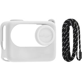 Silicone Protective Case with Lens Cap and lanyard Compatible for Insta360 GO 3S Action Pod Soft Sleeve Case Cover Protection Accessories (Black)