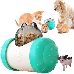 Interactive Paw-Operated Slow Feeder Treat Dispenser Toy for Dog, Cats, Bunny, Hamster - Rolling Puzzle Ball, Food Dropping, Anxiety Relief(Pink)