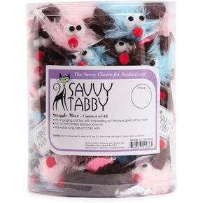 Polyester/Felt Snuggle Mice Cat Toys Canister, 48-Pack