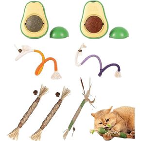 7 Packs Catnip Toys for Cats, Cat Chew Toy Silvervine Sticks for Cats, Avocado Catnip Balls Kitten Treats, Sisal Rope Cat Teething Toys, Cat Grass Teething Stick Kitten Toys