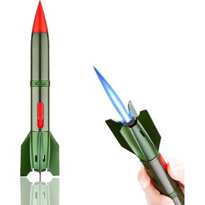 Butane Torch Lighters, Rocket Metal Vintage Lighter, Room Decor Aesthetic Cool Big Long Lighters, Unique Gifts for Men Camping Birthday Candles, BBQ(No Butane Fuel)(Green)