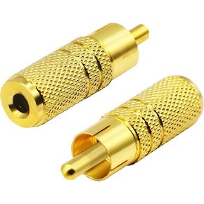 zdyCGTime Gold Plated RCA to 3.5MM Audio Adapter Metal Jack 3.5mm (1/8 Inch) Female to RCA Male Audio Plug Adaptor Connector for 3.5MM Headphone Adapter Cable（Gold /2 Pack F/M）