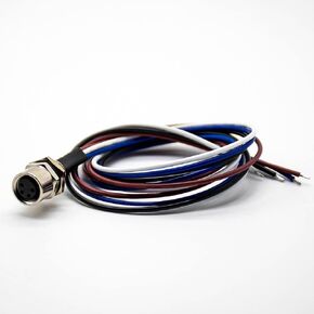 4 Pin M8 Connector Famale Waterproof Straight Socket Back Mount Wiring 0.2M Solder