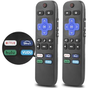 2 Pack Replacement Remote for All Roku TVs. Compatible with TCL Roku, Hisense Roku, Onn Roku, and Philips Roku Smart TVs (Not for Roku Stick and Box), Black