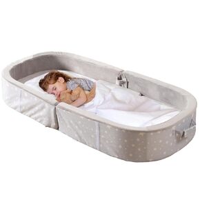 BYBYME Portable Toddler Floor Bed - Waterproof Folding Travel Crib with Washable Fitted Sheet, Ideal Toddler Cots for Sleeping and Sleepovers, Dark Grey